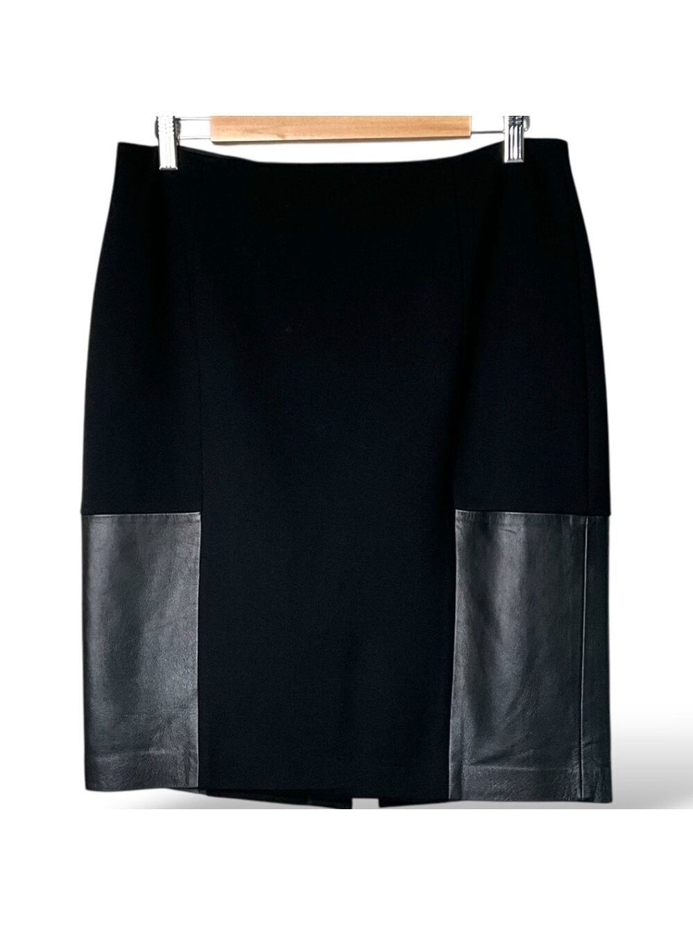 DANIER LEATHER Pencil Skirt Leather Inserts Sz 10 - Picture 3 of 11